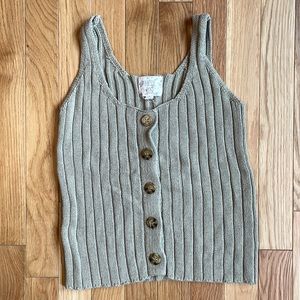 Stretchy Ribbed Button Down Tank